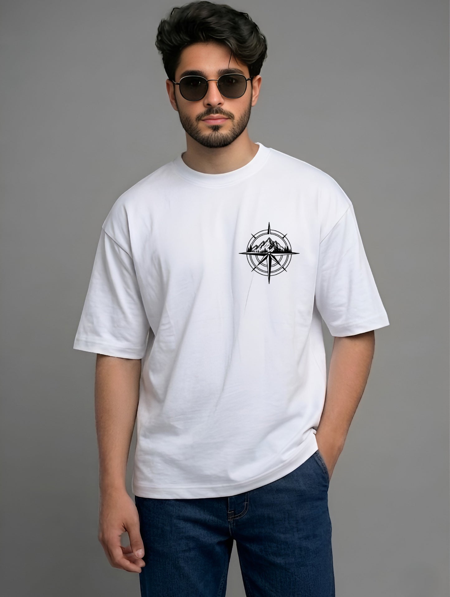 Evenway Adventure Compass Mountain Graphic T-Shirt – Minimalist Outdoor Explorer Tee