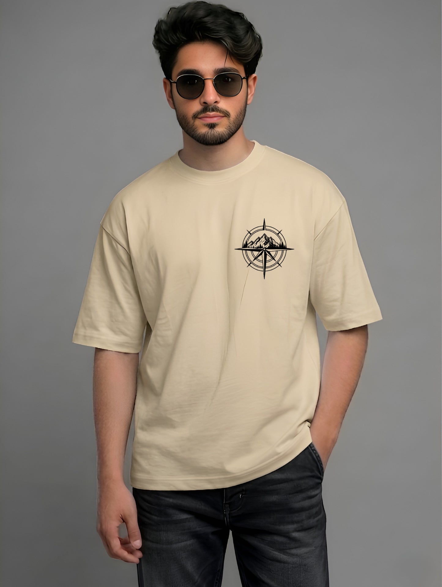 Evenway Adventure Compass Mountain Graphic T-Shirt – Minimalist Outdoor Explorer Tee