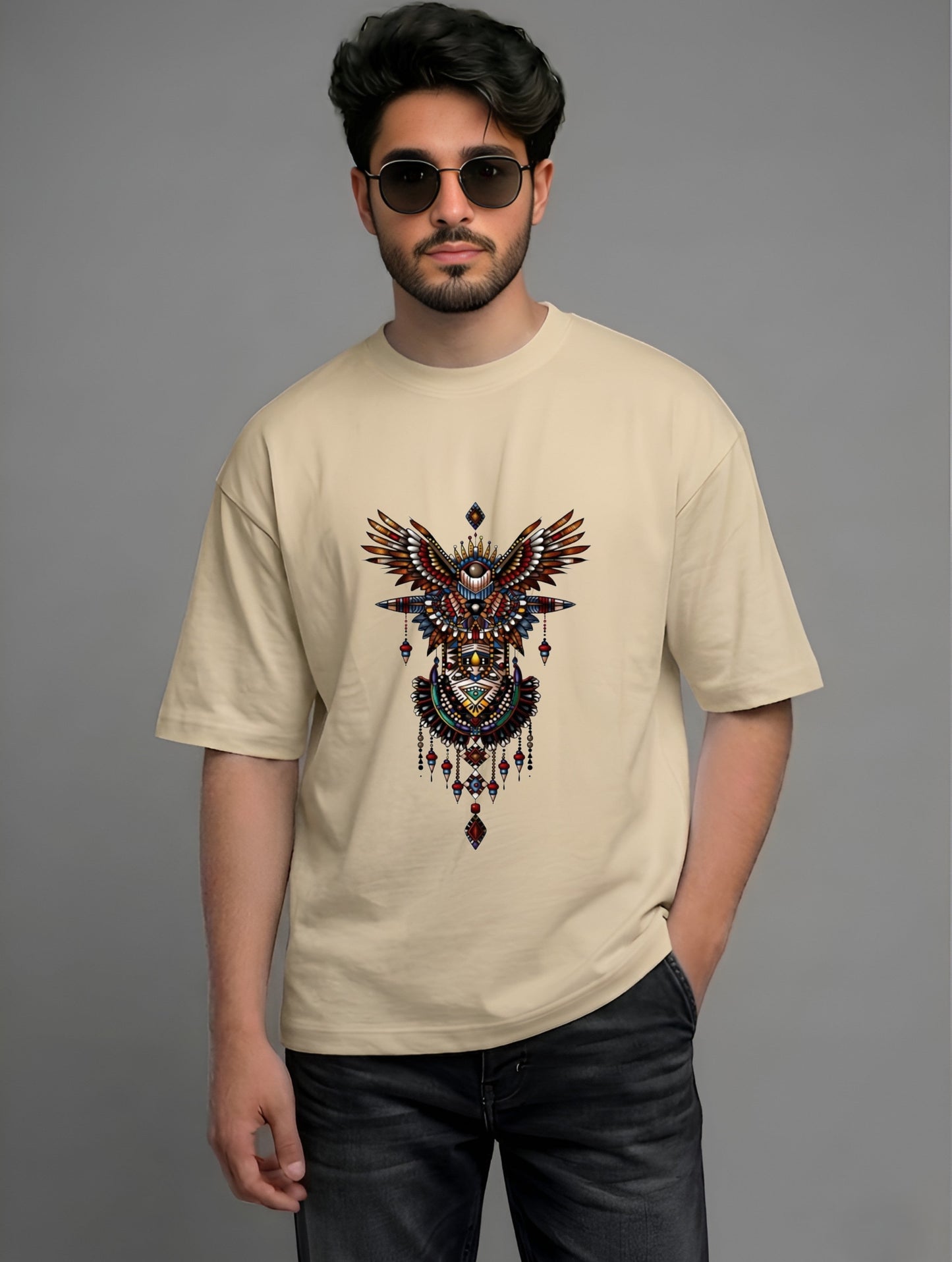 Evenway Tribal Phoenix Oversized Tee | Premium Totem Graphic T-Shirt
