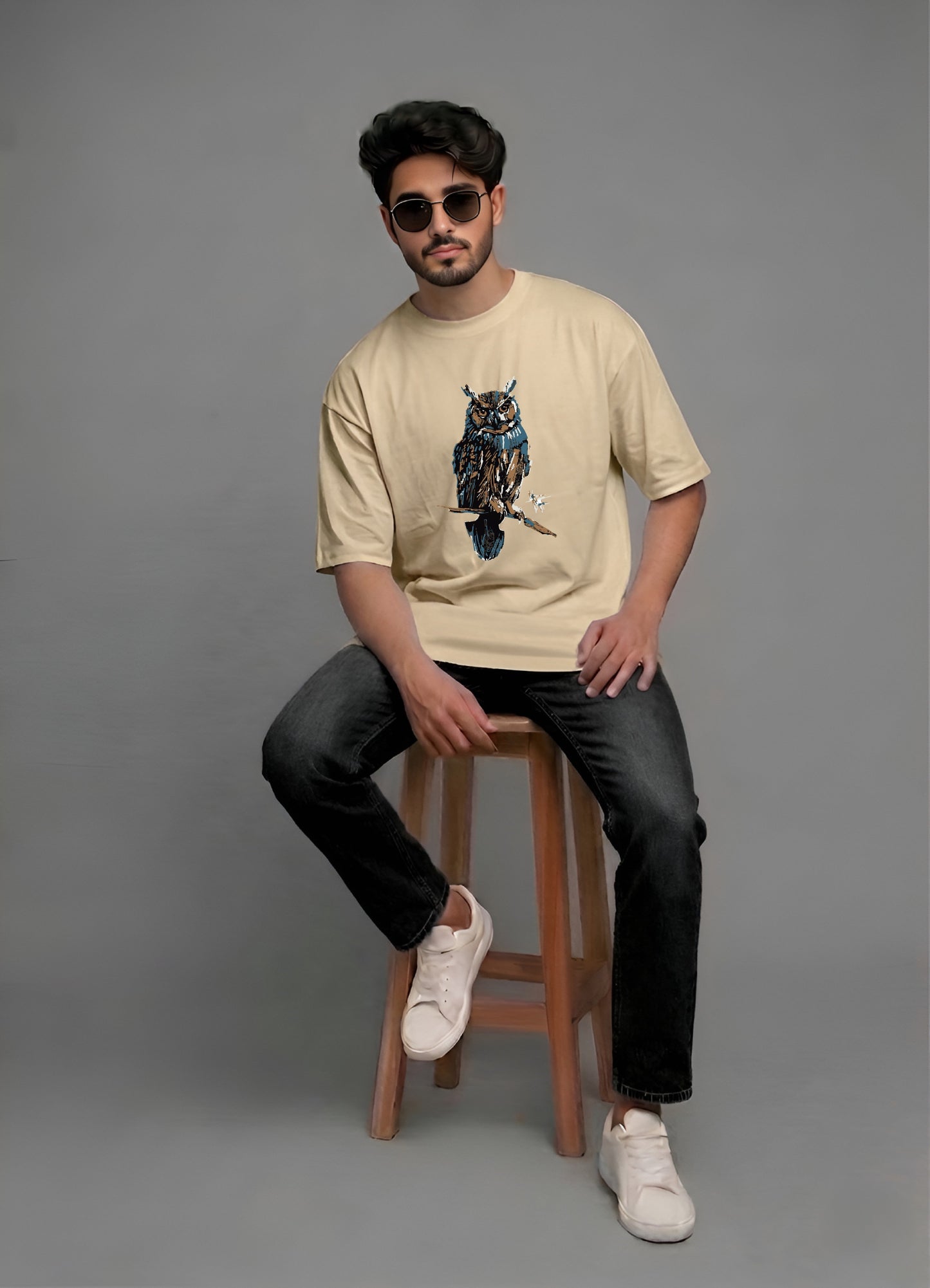 Evenway Premium Artistic Owl Graphic T-Shirt | Oversized Cotton Streetwear Tee