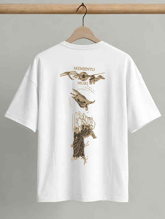Evenway Memento Mori Graphic Tee - Rust White Oversized Fit