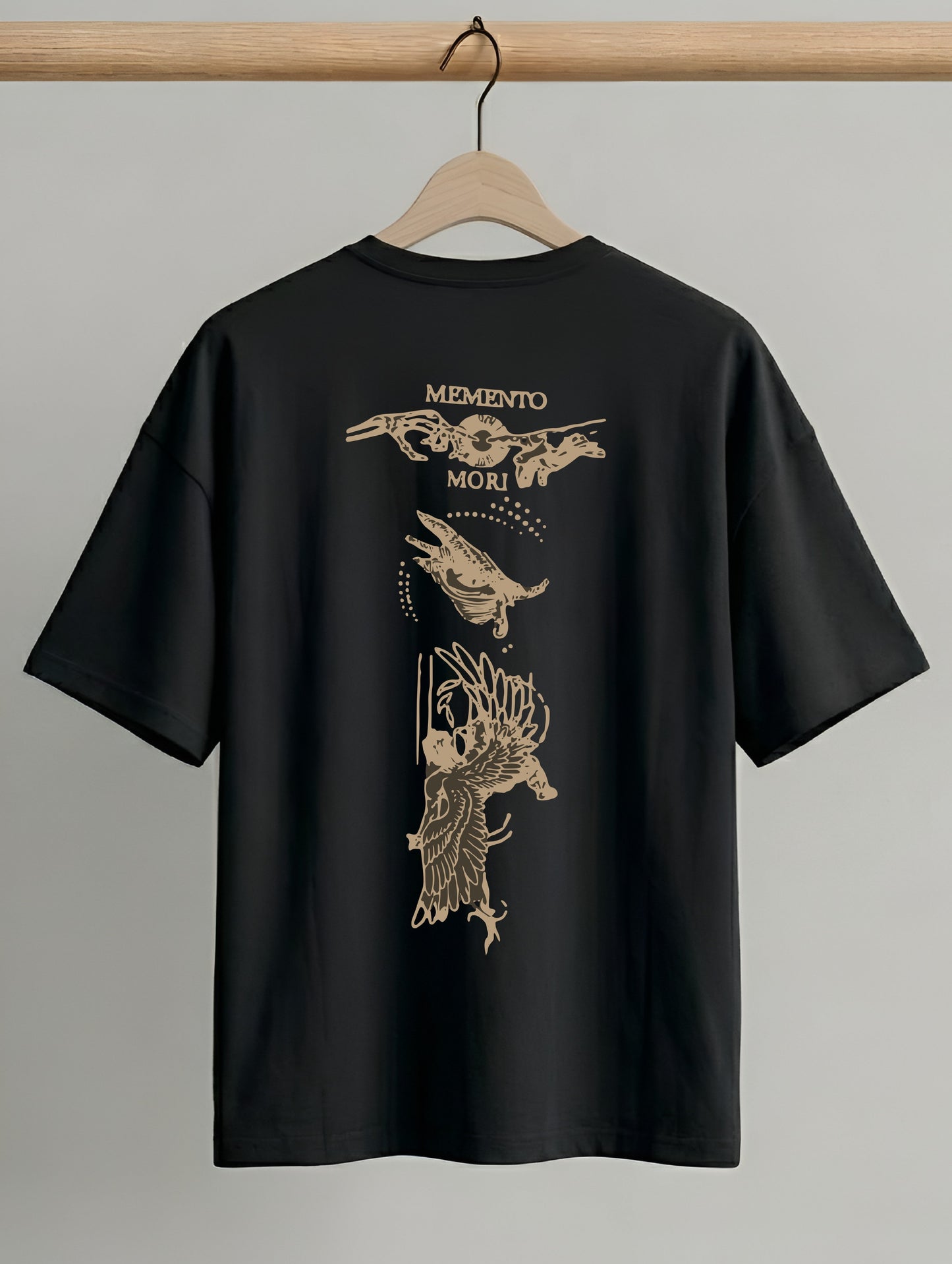 Evenway Graphic Vintage Skull & Angel Wings Back Print Oversized T-shirt
