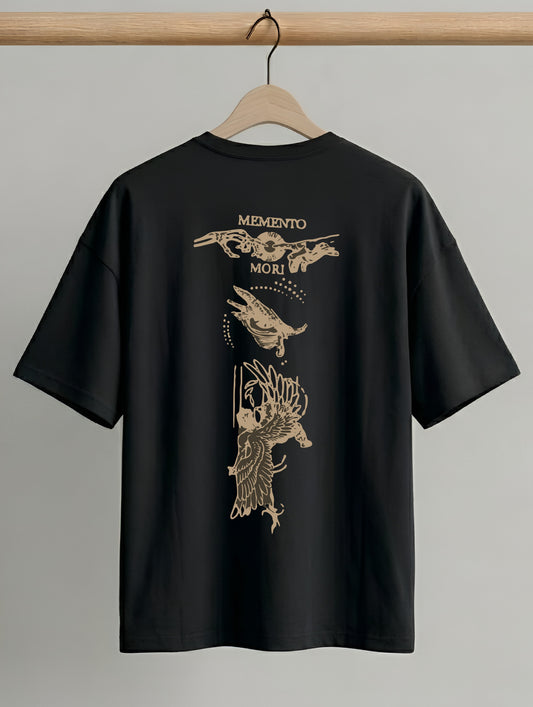 Evenway Graphic Vintage Skull & Angel Wings Back Print Oversized T-shirt